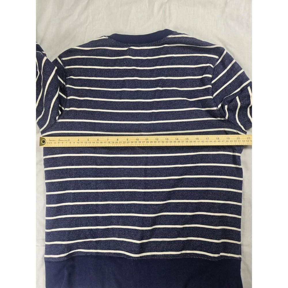 Wallin & Bros Sweater Mens Medium Blue Striped Cotton Crewneck Knit Pullover